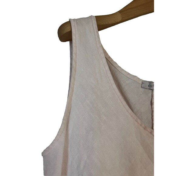 Cut Loose 100% Linen Tank Midi Dress SZ L Sleeveless Scoop Neck Pastel Pale Pink - Picture 5 of 10